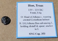 Head Of Athena Crested Corinthian Helmet! 159-119 BC Ancient Coin! SNG Cop 353