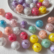 16Mm Plated Acrylic Beads Colorful Heart Beadscolorful Glossy with Heart Patter