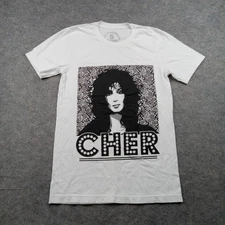Cher Shirt Mens Small White Graphic Concert Tee Madd Science Print Lab Made USA