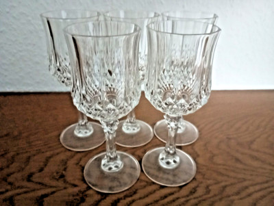 5 Cristal D'Arques Weingläser, Serie Longchamp, H: 14,5 cm, D: 5,5 cm, ca. 0,2 l