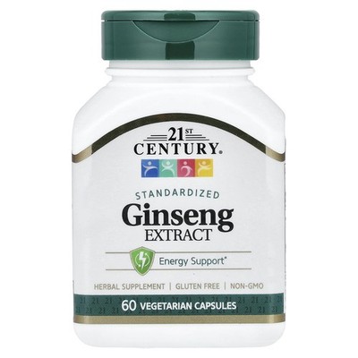 21st Century Ginseng Extract Veg Capsules, 60 Count (Pack of 1), No Color