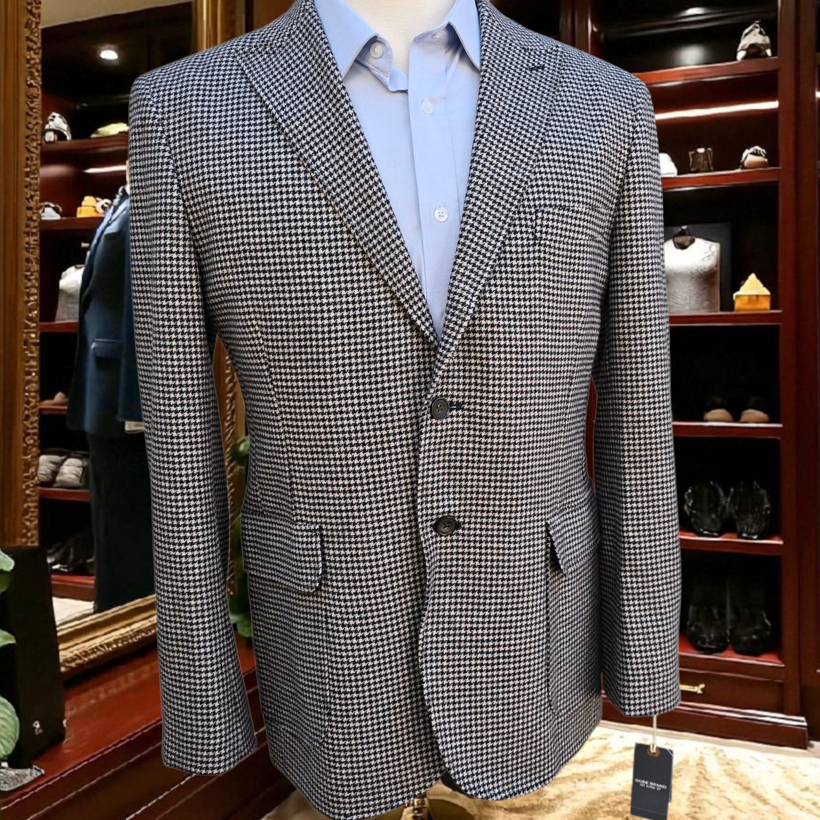 New Marling & Evans Woven Tweed Blazer 42r Hunter Check Peak Lapel