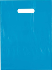 9X12 Teal Die Cut Handle Plastic Shopping Bags 100/Cs