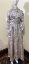 Vintage 34 M Cheongsam Silk Dress Mandarin Collar Chinese Modest Hostess Gown