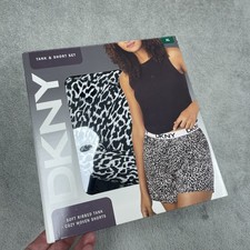 DKNY Women's XL Tank  Short Set Black and White e0058