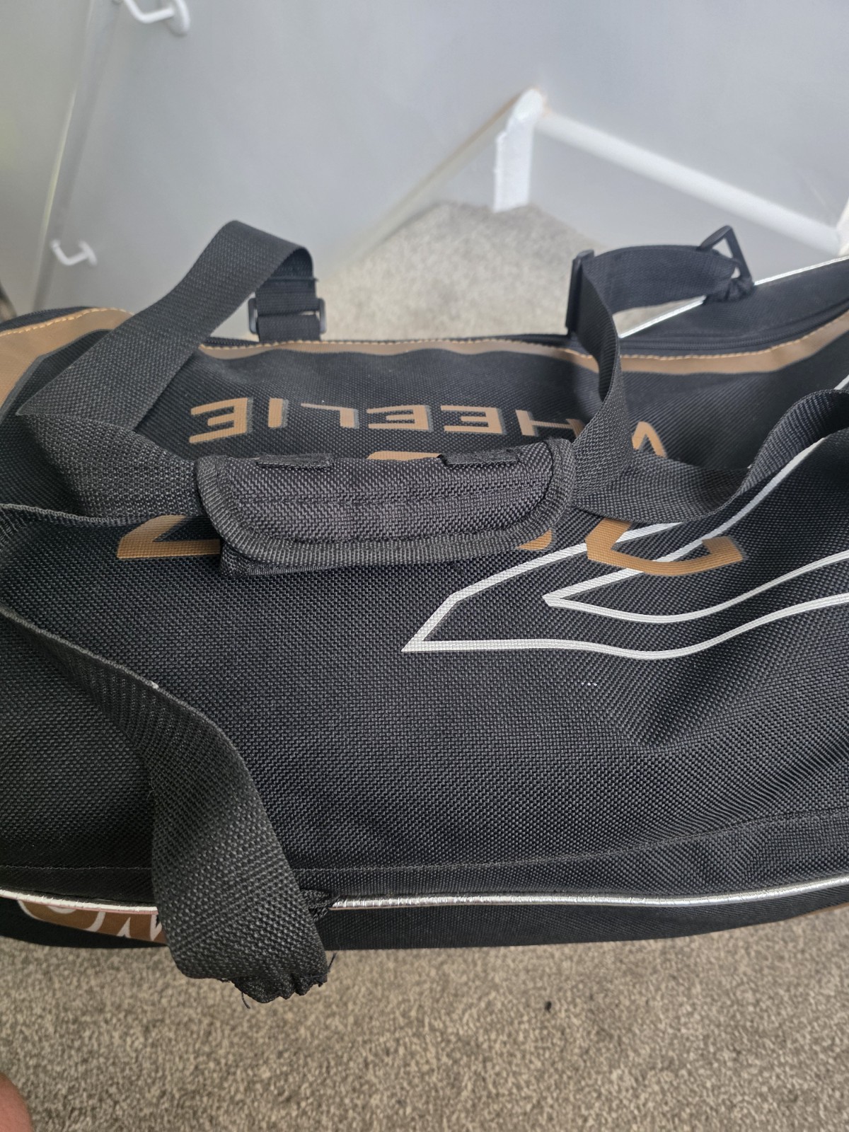 GM 707 Cricket Wheelie Bag Gold Black Gunn & Moore Large Holdall Storage Zips image 10
