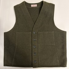 Vintage Filson Mackinaw Wool Vest Forest Olive Green 100 Virgin Wool Size XL/XXL