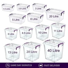 Clear Plastic Box with Lid Lock Home Office Kitchen Food Storage Container Boxes