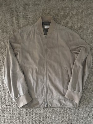 Brunello Cucinelli Beige Suede Bomber Jacket Size Medium / 50