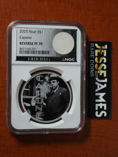 2025 $1 NIUE REVERSE PROOF SILVER AL CAPONE NGC PF70 TABLECLOTH ESTATE SWATCH