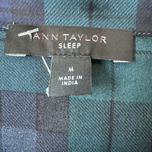 Ann Taylor Sleep Shirt Women’s Pajama Top Size M Blackwatch Plaid Satin NWOT New - Picture 3 of 9