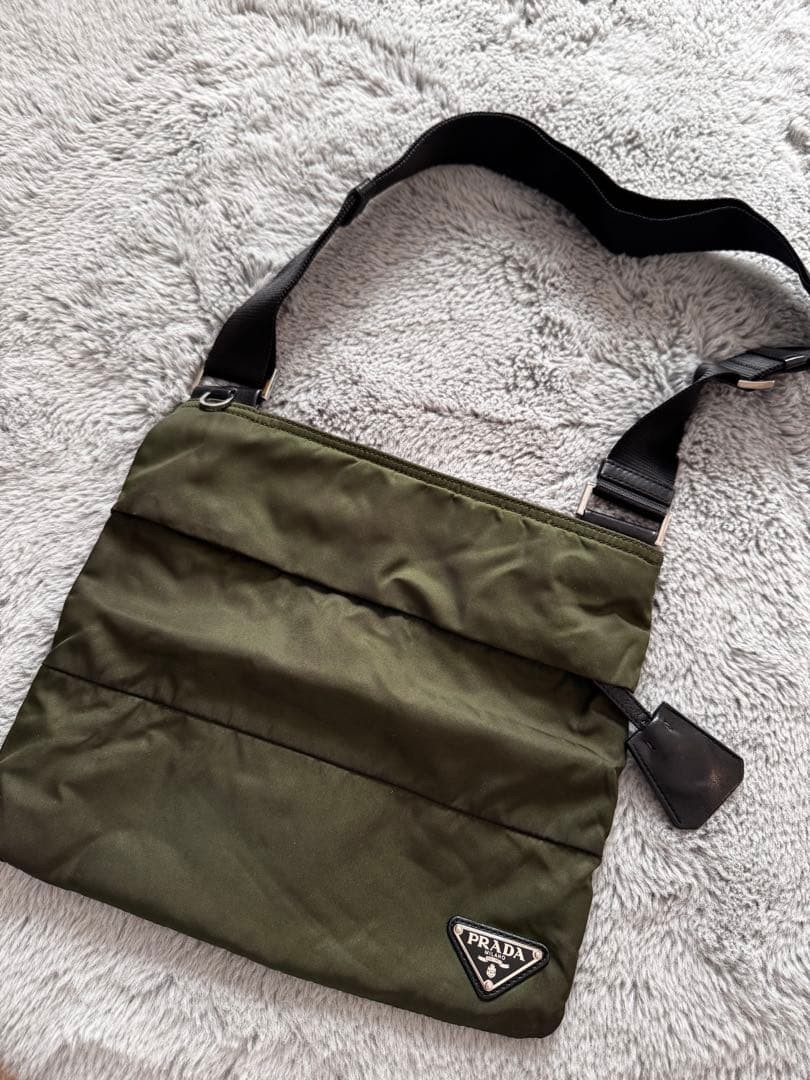 PRADA Nylon Shoulder Bag Olive Green