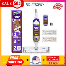 Swiffer Power Mop Wood Kit with Refill, Unscented, 1 handle  1 solution  2 Pad