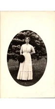 Edwardian Woman Portrait Postcard RPPC 1910s Halftone Elegance Unposted