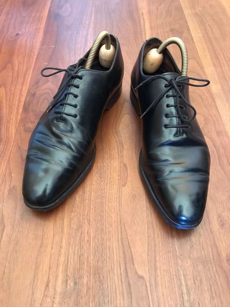 Vintage Carmina Wholecut Oxfords Size UK 9.5 Black Shell Cordovan
