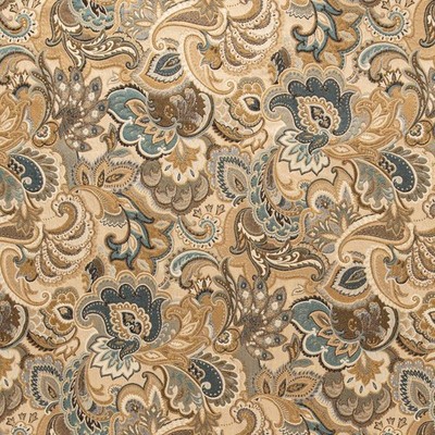 Ballard Laguna Aqua Yellow Paisley Woven Pattern Upholstery Fabric by the Yard