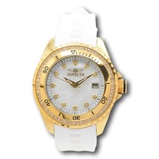 Invicta Wildflower Women's 40mm MOP Dial Gold White Silicone Crystal Watch 21414
