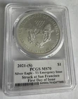 2021-S T1 American Silver Eagle PCGS MS70 Peed Sig label #7000