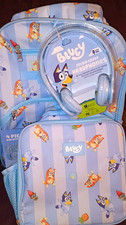 Bluey 4 Piece Backpack Set w/ Headphones Kids School Bag Lunch Bag NEW