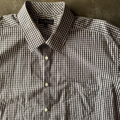 Ben Sherman Shirt Mens 16.5 32/33 Brown Checkered Long Sleeve Dress Button Front - Image 1 of 4