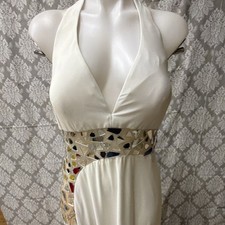Paparazzi Open Back White Halter A-Line Gown Mirror Beaded Size 15/16 Lot#8