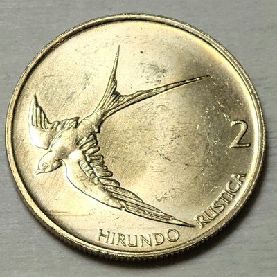 1998 - Slovenia - Two 2 Tolarja Coin - KM#5 - 24MM - Barn Swallow