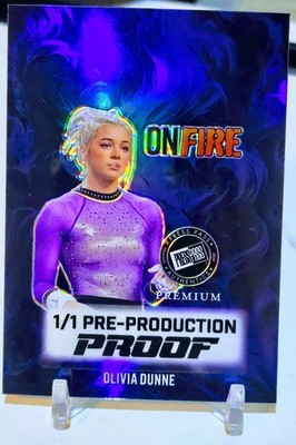 2024 Leaf Olivia Dunne 1/1   Blue ON FIRE 1 Of 1 Press Pass Premium Proof