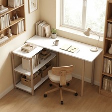 Computer Desk with Storage Shelves Writing Desk 150cm White/Oak
