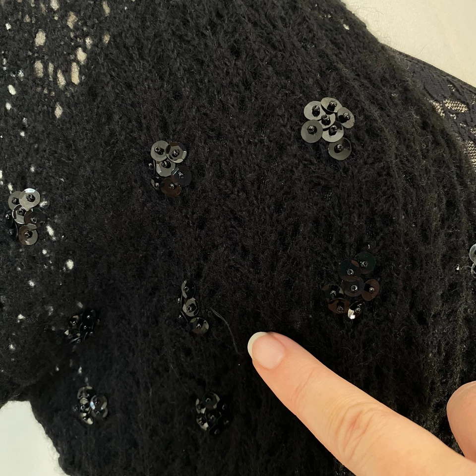 VTG Nine & Co Womens Y2K Beaded Knit Cardigan Sweater Size M/L Whimsigoth Grunge - Image 4 of 4