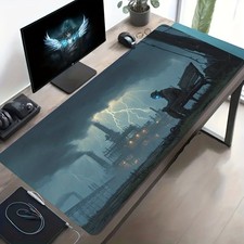 1 Large Gaming Mouse Pad with Rainy Factory Samurai Art Design, Non-Slip Washab