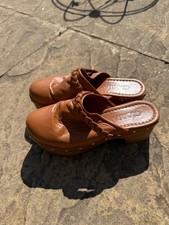 Moda in Pelle Gloria Leather Wood Shoes Size UK 5 Tan
