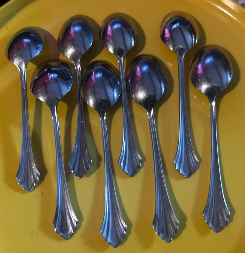 8 Place Oval Soup Spoons Oneida USA Bancroft Stainless Steel Flatware 6 3/4" - Image 4 of 4