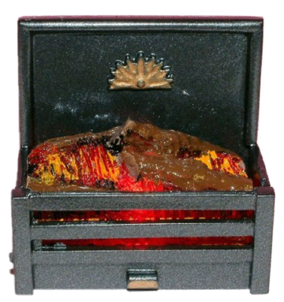 Dolls House Edwardian Sun Log Fire Light Up Miniature Fireplace Accessory 12V