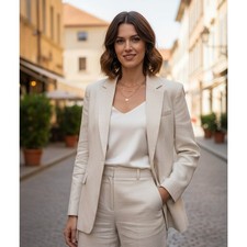 NWT Banana Republic Lena Linen Blend Blazer Ivory XS Italian Fabric