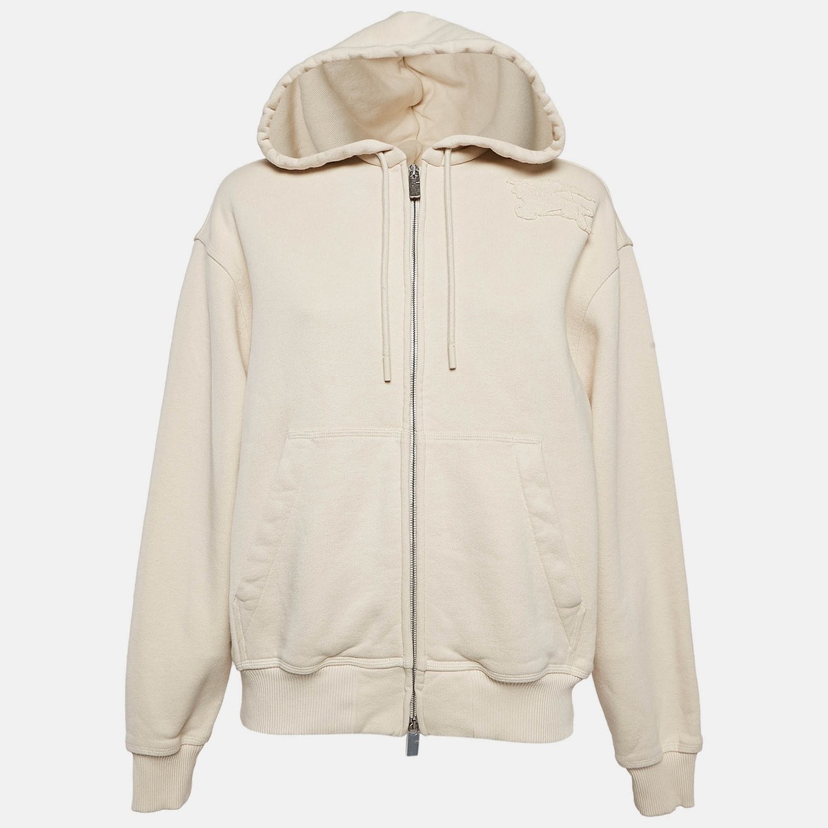 Burberry Beige Logo Applique Cotton Knit ZipUp Hoodie M | eBay