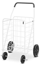 WHITMOR DELUXE UTILITY FOLDABLE SHOPPING CART WITH WHEELS, 100 LB - WHITE