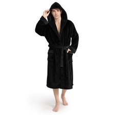 Luxury Mens Robe with Hood, Ultra Cozy Fleece Bathrobe for Men, Plush Hooded ...