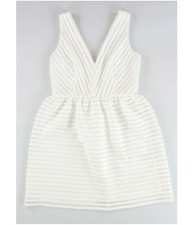 bar III Womens Illusion-Stripe Fit & Flare Dress, white, Juniors, 0