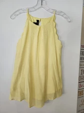 BCX Women's Shirt Yellow Strappy Lightweight Flowy Classic Scalloped Small