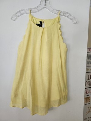 BCX Women's Shirt Yellow Strappy Lightweight Flowy Classic Scalloped Small