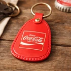 Vintage Coca Cola Red Vinyl Keychain Key Ring Enjoy Coke Logo Advertising Fob
