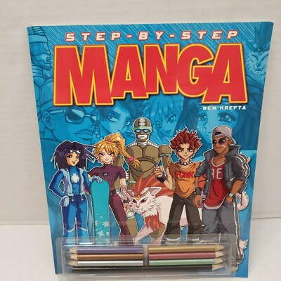 Step-by-step Manga Ben Krefta 2005 Paperback Book Colored Pencils