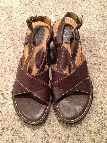 Womens b.o.c. Born Brown Leather Heeled Sandal Shoe Size 9 Medium 40.5 bc6080 - Picture 2 of 11