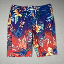 Hollister Swim Trunk Board Shorts Floral Men  s Size 30 Logo Blue Red