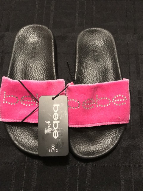 NWT Bebe Girl Velour Rhinestone Flip Flops Size 11/12 | eBay