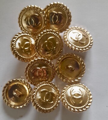 10er Set Chanel Knöpfe, 21 mm, goldfarbenes Metall