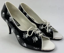 FUNTASMA by PLEASER WHT SKULL Open Toe High Heels Goth/Punk/Cosplay Size 8 US
