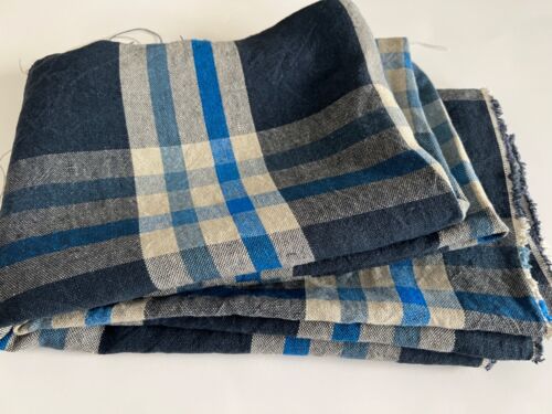 Designers Guild 100% Pure Linen Upholstery Fabric Remnant Tartan Check 140x140cm - Picture 2 of 17