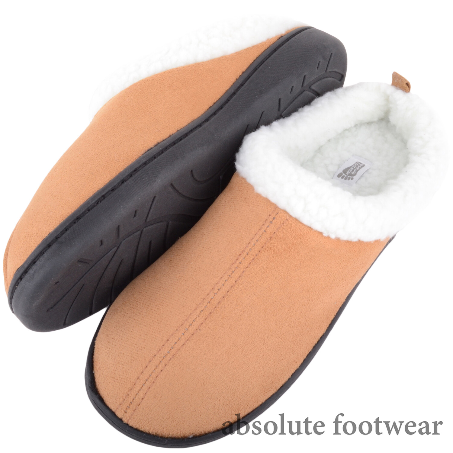 Absolute Footwear Mens Gents Slip On Winter Cold Mule Slippers with