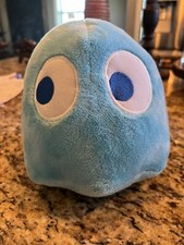 Rare Ms Pac Man Ghost Plush Inky Blue, CYAN 7" Bandai Namco Toy Factory